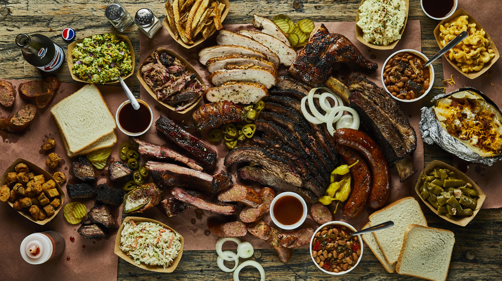 Texas BBQ from Hutchins, Chicken, Pork, Beef, Brisket and all the sides